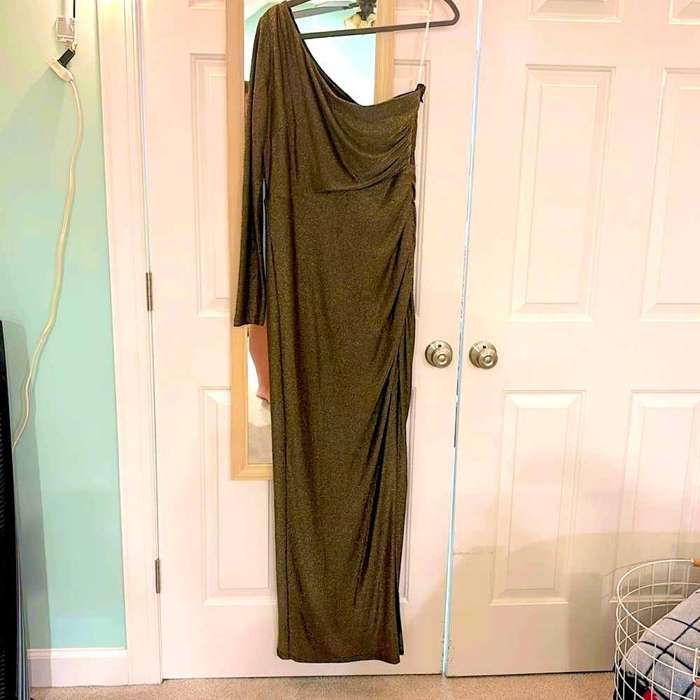 Formal Gold Dress with Slit